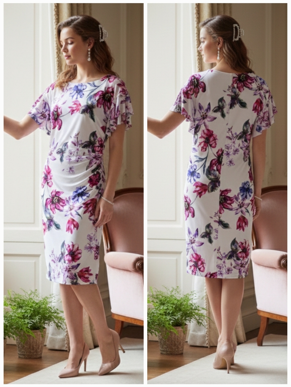 Lauren Ralph Lauren Floral Jersey Knit Midi Dress Size 12 Old Money Garden Party